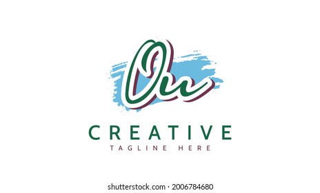 OU Initials, handwriting logo vector