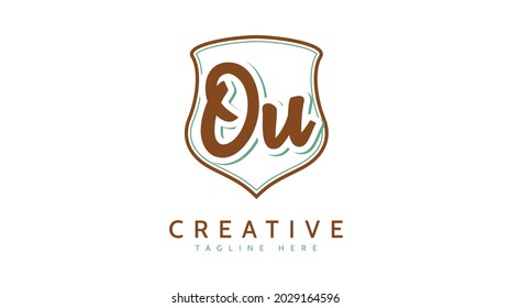 OU Initials, handwriting logo vector