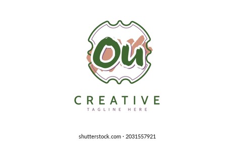 Ou Initials, handwriting logo vector