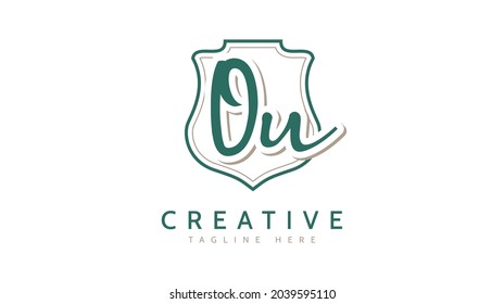 OU Initials, handwriting logo vector