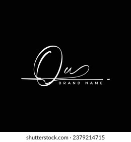 OU letter beauty handwriting vector logo. 