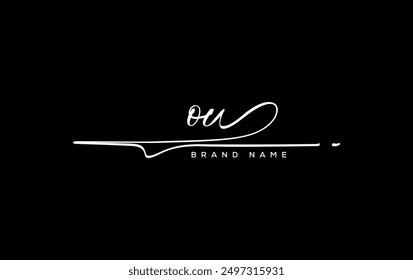 OU letter beauty handwriting vector logo.