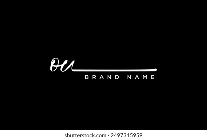 OU letter beauty handwriting vector logo.