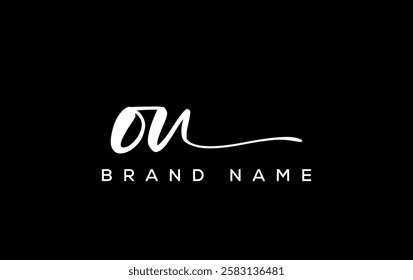 OU letter beauty handwriting vector logo. 