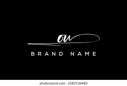 OU letter beauty handwriting vector logo. 