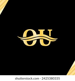 OU letter Elegant logo typeface Luxury design typography vector of business name branding logotype