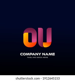 OU Letter initial Logo Vector With colorful, logo for media business