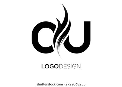 Logotipo monograma de letra UO com traço artístico de pincel para identidade moderna de marca