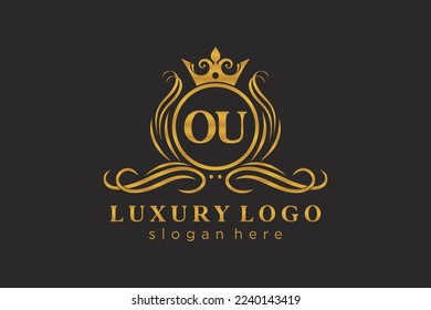 OU Letter Royal Luxury Logo template in vector art for Restaurant, Royalty, Boutique, Cafe, Hotel, Heraldic, Jewelry, Fashion and other vector illustration.