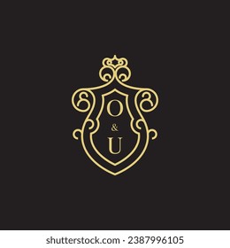 OU line vintage initial logo in high quality professional design that will print well across any print media