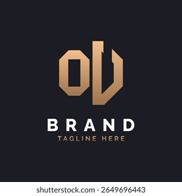 Design do logotipo da UO. Logotipo moderno, mínimo, elegante e luxuoso da OU. Letra alfabética OU Design do logotipo para a identidade comercial corporativa da marca.