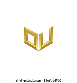 OU Logo letter initial 3d designs templete with gold colors