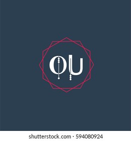 ou logo letter initial, Abstract Polygonal Background Logo, design for Corporate Business Identity,flat icon, Alphabet letter