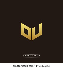 OU Logo Letter Initial Logo Designs Templete with Gold and Black Background