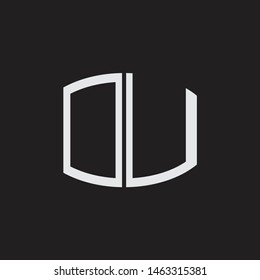 OU Logo letter oval monogram design template with black and white colors