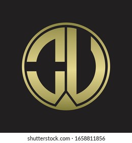 OU Logo monogram circle with piece ribbon style on gold colors