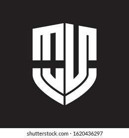 OU Logo monogram with emblem shield shape design isolated on black background