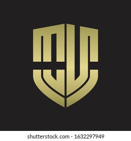 OU Logo monogram with emblem shield shape design isolated gold colors on black background