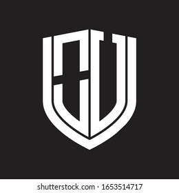 OU Logo monogram with emblem shield design isolated on black background