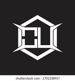 OU Logo monogram with hexagon and four taper shape design template