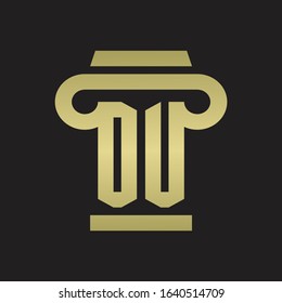 OU Logo monogram with pillar style design template with gold colors