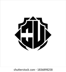 OU Logo monogram with shield line and 3 arrows shape design template on white background