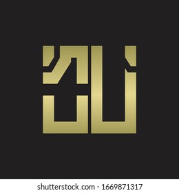 OU Logo with squere shape design template with gold colors