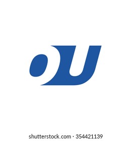 OU negative space letter logo blue