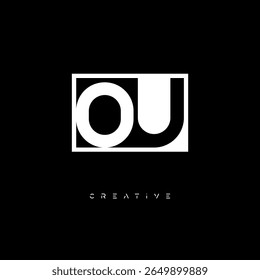 OU Monograma de espaço negativo - Logotipo de marca de letra preto e branco minimalista para branding criativo, identidade de moda e conceitos de design moderno
