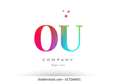 OU O U creative rainbow colors colored artistic alphabet company letter logo design vector icon template