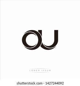 ou o u Initial Letter Split Lowercase Modern Monogram linked outline rounded logo