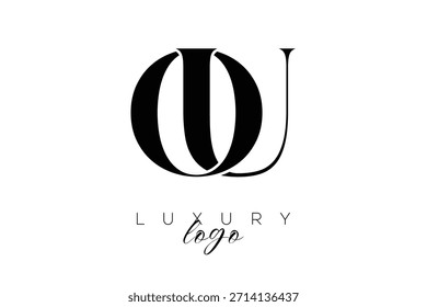 Logotipo de tipografia de monograma de letra serial OU para identidade de marca premium elegante