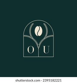 OU Unique and simple logo design combination of letters and coffee bean