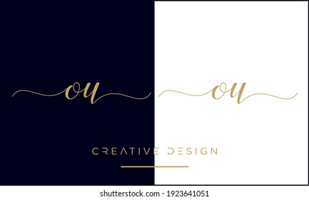 OU or UO Alphabet Letters Abstract Icon Logo Monogram