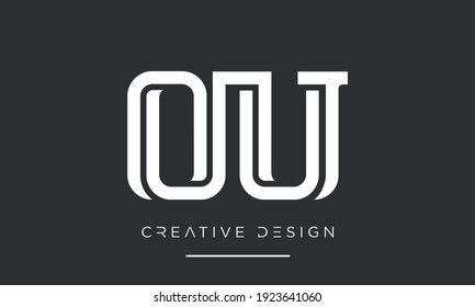 OU or UO Alphabet Letters Abstract Icon Logo Monogram