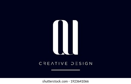 OU or UO Alphabet Letters Abstract Icon Logo Monogram