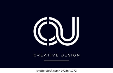 OU or UO Alphabet Letters Abstract Icon Logo Monogram