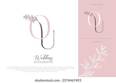 OU UO Initial Wedding Monogram Logo