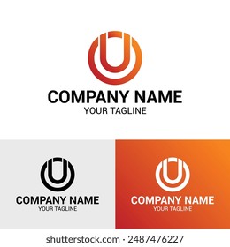 OU UO letter initial logo design template
