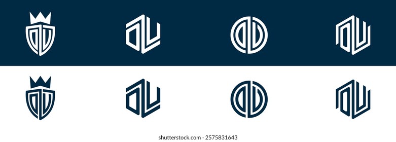 OU UO letter logo set design