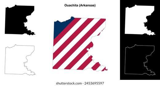 Ouachita County (Arkansas) outline map set