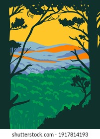 Ouachita Mountains or Ouachitas in Arkansas and Oklahoma within the Hot Springs National Park WPA Poster Art