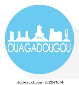 Ouagadougou, Burkina Faso Round Button City Skyline Design. Silhouette Stamp Vector Travel Tourism.