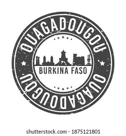 Ouagadougou, Burkina Faso Skyline Stamp. Round Postmark Icon City Design. Vector Landmark Travel Badge.