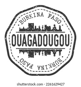 Ouagadougou, Burkina Faso Stamp Skyline Postmark. Silhouette Postal Passport. City Round Vector Icon. Vintage Postage Design.