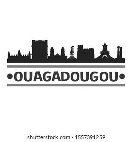 Ouagadougou Burkina Faso Travel. City Skyline. Silhouette City. Design Vector. Famous Monuments.