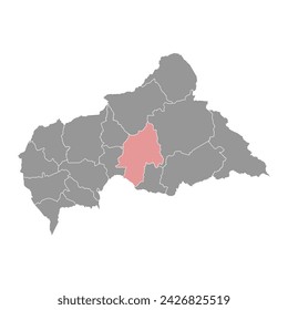Ouaka prefecture map, administrative division of Central African Republic.