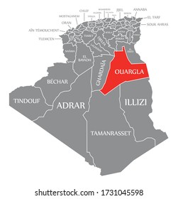 Rojo de Ouargla resaltado en el mapa de Argelia