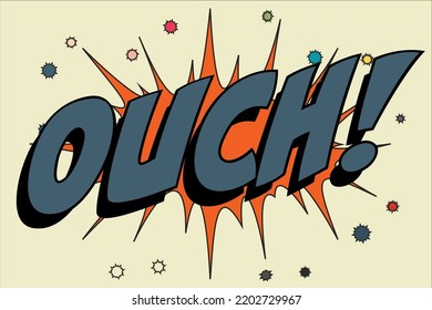 Ouch Abstract cartoon frame vector background design balloon. illustration word