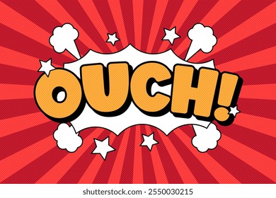 Ouch! Comic Book Speech Bubble Illustration Text Design Effect Element Retro Pop Art Style